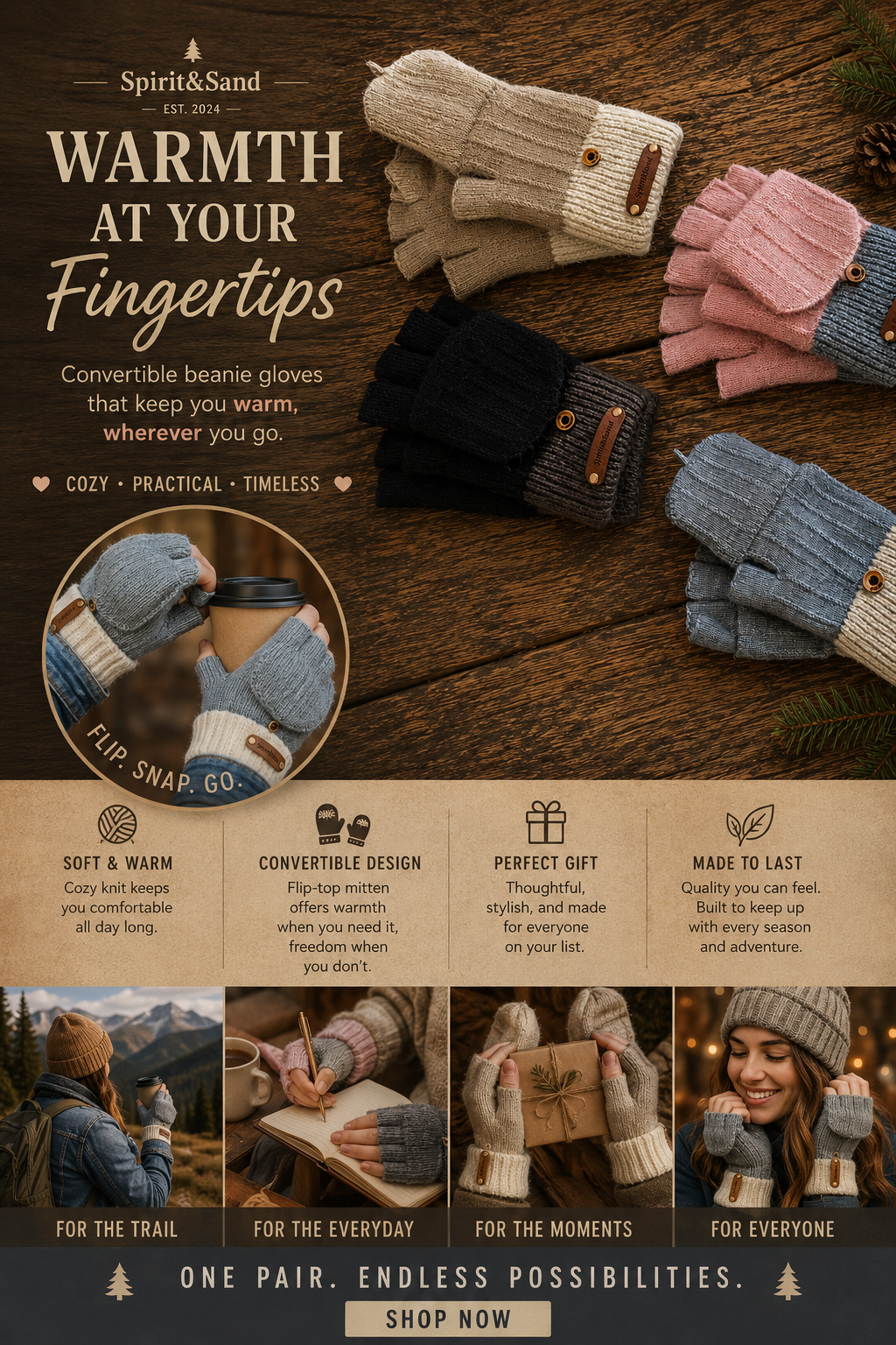 Fingerless Flip Gloves